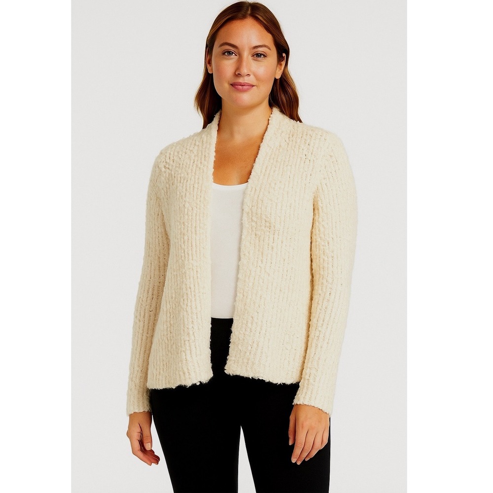Ann Taylor LOFT Cardigan Open Front Knit Sweater‎ S Cream Casual Comfy 66-02